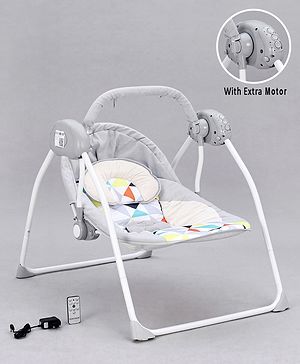 Babyhug Galaxy Electric Swing with Extra Free Motor & Remote - Grey (Without Hanging Toys)