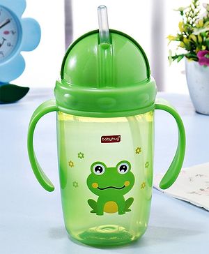 Babyhug Owl Print Straw Sipper Bottle  360 ml, Green | BPA Free | Spill-Resistant |Flip Lid | Dishwasher Safe | Travel Friendly | Ideal for Newborns & Toddlers - 360 ml Green