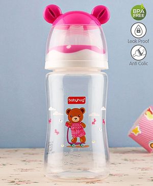 Babyhug Anti Colic Feeding Bottle Bear Shape Pink - 250 ml Babyhug Anti Colic Feeding Bottle Bear Shape Pink - 250 ml