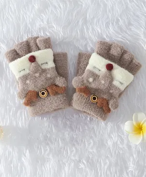 Babyhug Woollen Gloves Animal Design - Light Brown