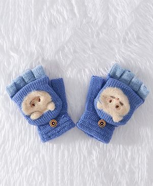 Babyhug Woollen Gloves Animal Applique - Blue - 3-5Y Blue