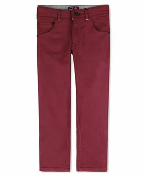 Cherry Crumble by Nitt Hyman Full Length Solid Colour Chino Pants - Maroon