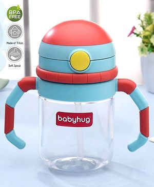 Babyhug Twin Handle Tritan Straw SipperRed - 380 ml