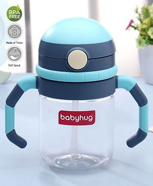 Babyhug Twin Handle Tritan Straw Sipper Blue - 380 ml - 380 ml Blue