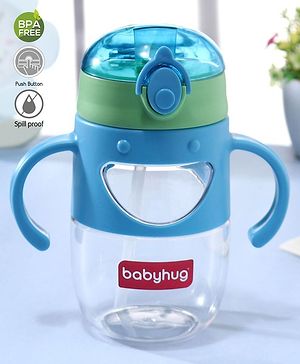 Babyhug Straw Sipper with Twin Handles Blue - 450 ml