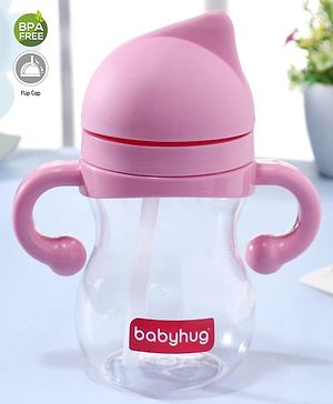 Babyhug Straw Sipper with Twin Handle Pink - 350 ml
