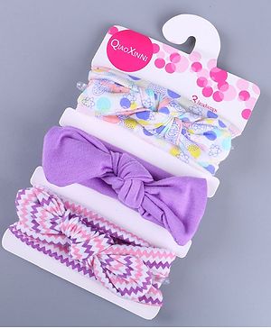 SYGA 3 Pcs Baby Headband Cotton Bow Stretchable Hairband  for Newborn Infant Toddlers Kids 0 - 3  Year(Purple)