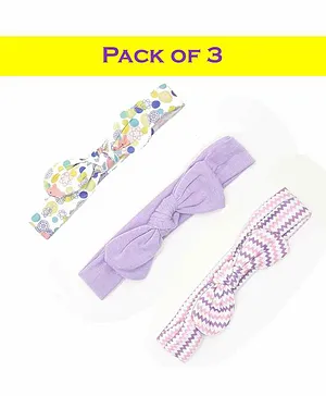 Syga Cotton Mix Headband Floral Print Pack of 3 - Light Purple