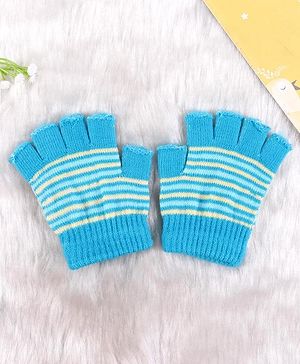 Babyhug Striped Woollen Gloves - Blue - 3-5Y Blue