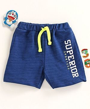 Babyhug Elasticated Waist Shorts Text Print - Blue