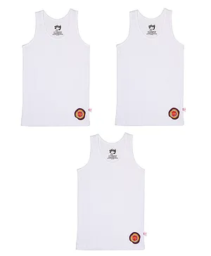 Snhug Sleeveless Pack Of  3 Logo Printed Vest - White