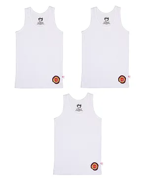 Snhug Sleeveless Pack Of  3 Logo Printed Vest - White
