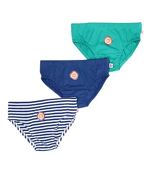 Snhug Pack Of 3 Logo Printed Brief - Green Blue White