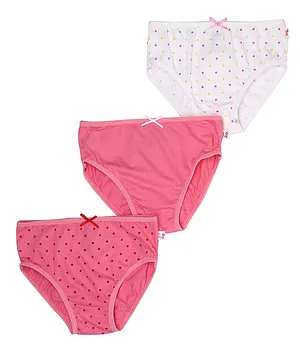 Snhug Pack Of 3 Polka Dot Printed Panties - Pink & White
