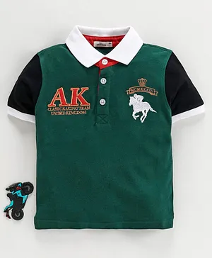 Adams Kids Horse Heavy Embroidered Half Sleeves Tee - Green