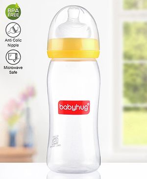 Babyhug Wide Neck Feeding Bottle Yellow - 250 ml  - 250 ml