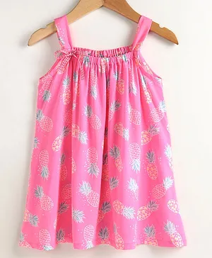 Kapaasa All Over Pineapple Printed Sleeveless Dress - Light Pink