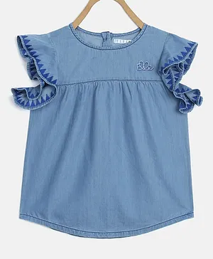 Elle Kids Cap Sleeves Solid Top - Blue