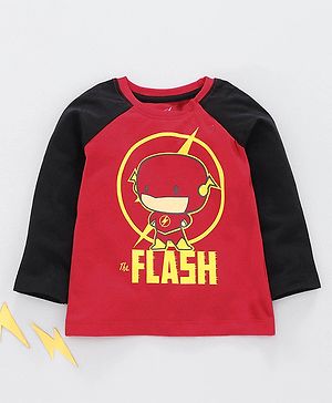 Babyhug Raglan Sleeves Tee The Flash Print - Red Black