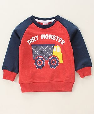 Babyhug Full Sleeves Sweatshirt Vehicle Print - Red