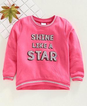 Babyhug Full Sleeves Sweatshirt with Sequins Design - Pink