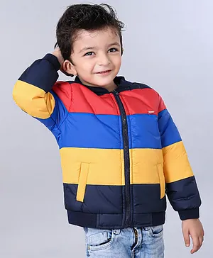 Babyoye Polyester Full Sleeves Stripe Padded Jacket - Multicolour