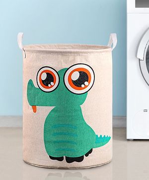 Babyhug Cotton Foldable Laundry bag Crocodile Print - Green