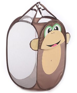 Babyhug Laundry Bag Monkey Print - Brown - L 33 x B 33 x H 53 cm Brown