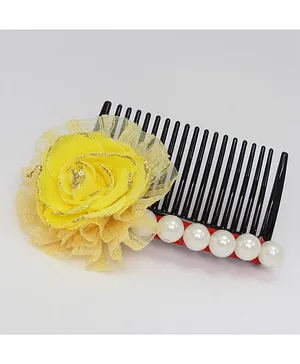 Pihoo Floral & Pearl Detailed Hair Clip - Yellow