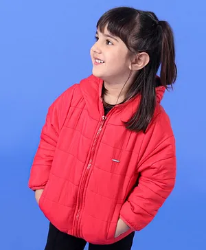 Babyoye Full Sleeves Polyester Feather Light Jacket - Red