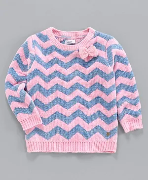 Babyoye Full Sleeves Light Winter Wear Sweater Bow Applique - Pink
