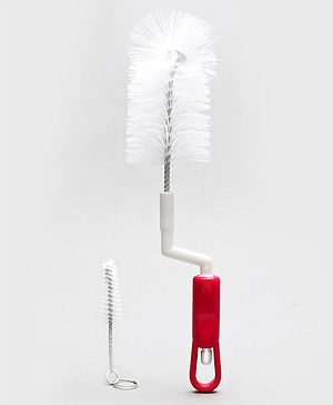 Babyhug 360° Rotating Baby Bottle Cleaning Brush with Soft Bristles  Pink | BPA Free | Easy Grip | 360° Cleaning Tool | Easy to Clean Bottles | Silicone Bristles | Anti Slip Handle