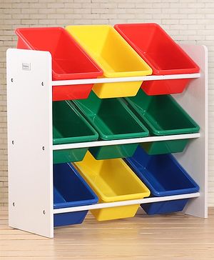Babyhug 3-Tier Toy Organizer With 9 Trays - Multicolor - L 65 x B 26 x H 68.5 cm Multi Color