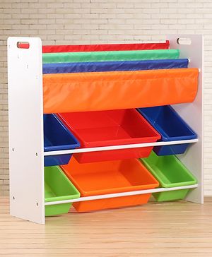 Babyhug Toy Organizer With 6 Tray - Multicolor -  L 98 x B 26.5 x H 77.5 cm Multi Color