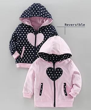 Babyoye Full Sleeves Reversible Sweat Jacket Polka Dots - Pink