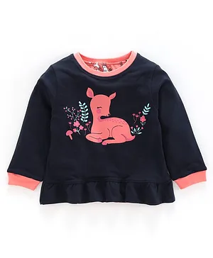 Babyoye Full Sleeves Reversible  Sweatshirt Swan Patch  - Pink Blue