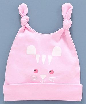 Babyhug 100% Cotton Printed Cap Pink  - Diameter 9.5 cm