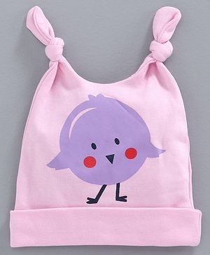 Babyhug 100% Cotton Cap Bird Print Pink -  Diameter 10 cm