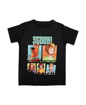 Scooby-Doo By Crossroads Half Sleeves Characters Print Tee - Black