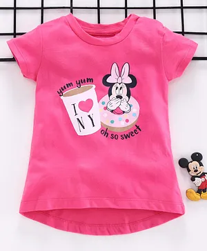 Fox Baby Half Sleeves Tee Minnie Mouse Print - Pink