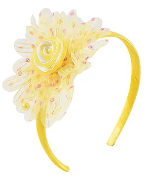 Yellow Bee Pearl Detailing Flower Hair Band - Yellow