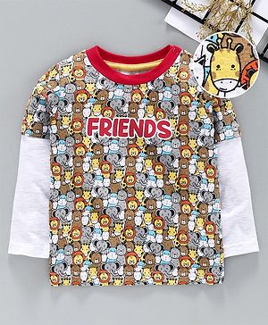 Babyhug Doctor Sleeves Tee Friends Print - Grey & Multicolor