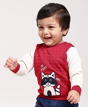 Babyoye Full Sleeves Cotton Blend Cat Embroidered - Maroon