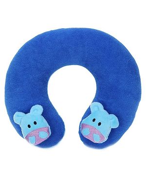 Babyhug Velour Neck Supporter Pillow Blue With Two Motifs - Hippo