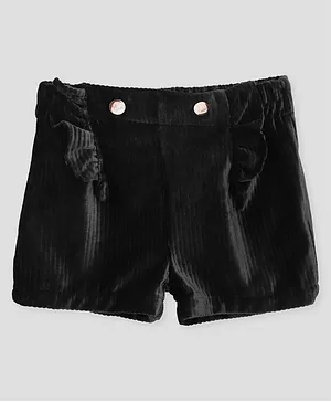 Cherry Crumble By Nitt Hyman Frill Detailing Solid Colour Shorts - Black