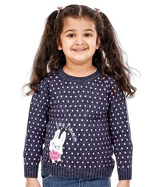 Babyoye Full Sleeves Sweater Bunny Embroidery - Navy Blue