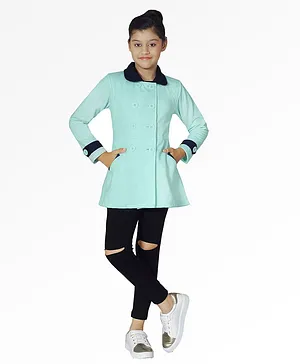 Naughty Ninos Full Sleeves Solid Colour Trench Coat - Light Blue