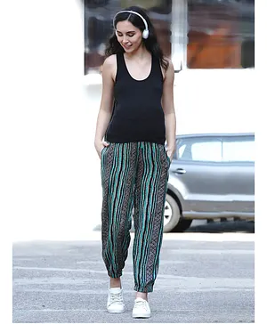 Mine4Nine Aztec Print Maternity Harem pants - Green