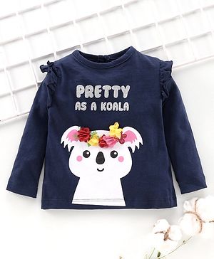Babyhug Full Sleeves T-Shirt Pretty As Koala Print - Blue