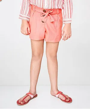 Global Desi Girl Solid Shorts - Peach